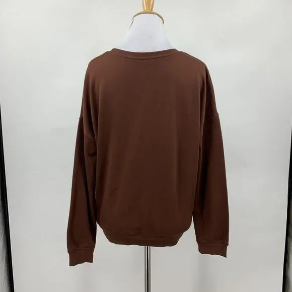 Disney Winnie The Pooh Sweater Womens S Brown Crew Neck Micro Fleece Pullover - Picture 6 of 12